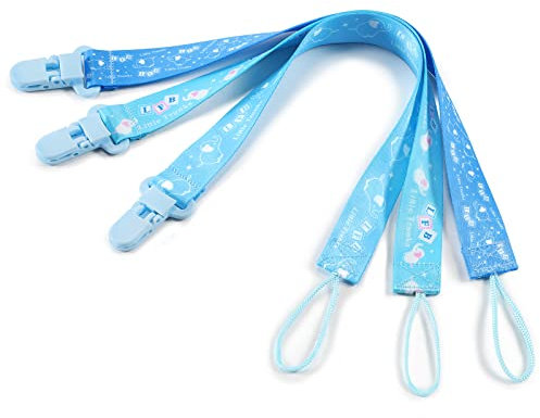 LittleForBig Erwachsene Schnuller Clip Kleine Elefanten 3 Paci Clips Set Blau