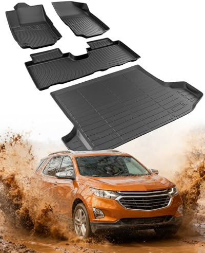 CreekT for Chevy Equinox Floor Mats 2024 2023 2022 2021 2020 2019 2018, for GMC Terrain Floor Mats 2018-2024, for Equinox All Weather Mats Cargo Liners Trunk Carpet Rubber Car Accessories
