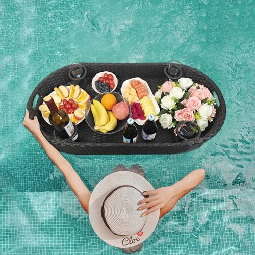 Floating Tray for Pool，Floating Pool Tray, Floating Tray - Floating Pool Table, Ideal for Food & Drinks - Floating Table for Pool - Essential Floating Food Tray for Pool Activities(Oval Big)