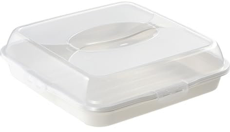 KADAX Boîte à gâteau avec couvercle, récipient à gâteau en plastique, boîte de transport avec poignée, moule à cake rectangulaire, boîte alimentaire (blanc)