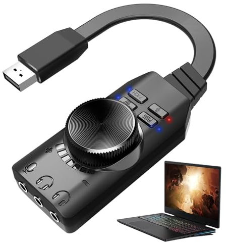 Usb to Jack - Virtual 7.1 Surround Sound Sound Card for Pc with Volume Control | Usb Dac and Amp, Usb Sound Card, Portable Usb Interface for League of Legend, Headset, Headphone