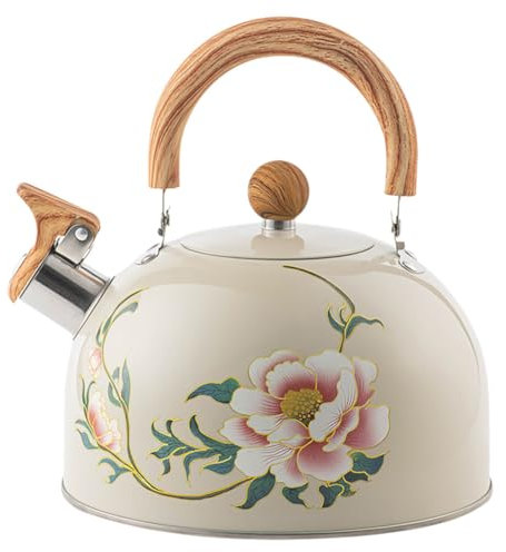 Luxshiny Bouilloire à Sifflet Théière à Eau Bouilloire De Cuisine à Motif Floral Ustensile Pour Plaque De Cuisson
