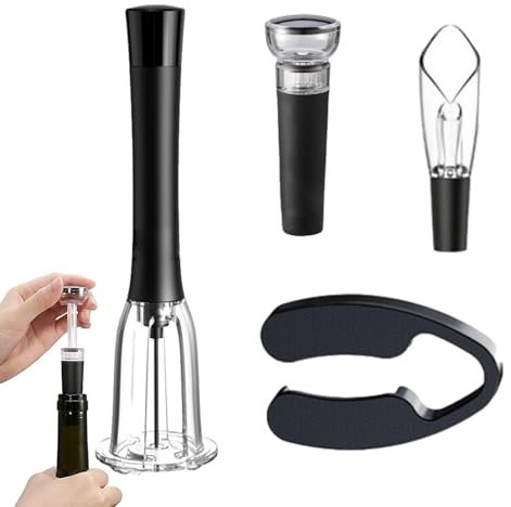 Vinöppnare Set - luftpumpflasköppnare | Vintillbehör, flaskpluggar, vinpump, tillbehör för vinöppnare, enkel flasköppnaruppsättning, P-flasklock