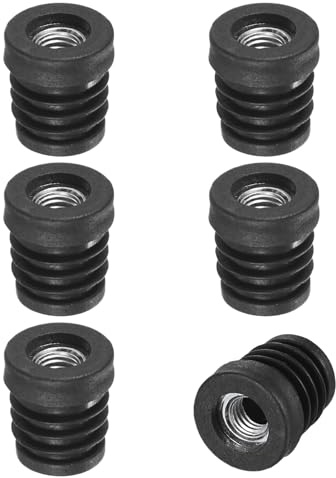 M METERXITY 6-Pack Inserts for Round Tubes with M8 Thread, 3/4 (19mm) OD Plastic Tube Insert for Chair/Table/Caster, Tubing End Cap Floor Protectors Metal Furniture Legs Glide Plug