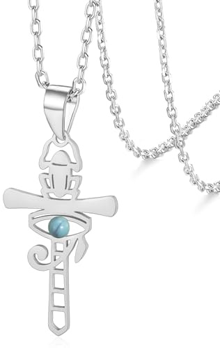 VASSAGO Rostfritt stål Ankh kors hänge halsband antika egyptiska smycken present till män kvinnor, Adjustable, Rostfritt stål, Ingen ädelsten