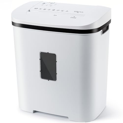 Fonirvanic Heavy Duty Paper Shredder: 14-Sheet P-4 Cross Cut 60-Min Continuous Runtime Quiet Operation Compact 21L Bin White Design for Home Office School Small Business Confidential Documents
