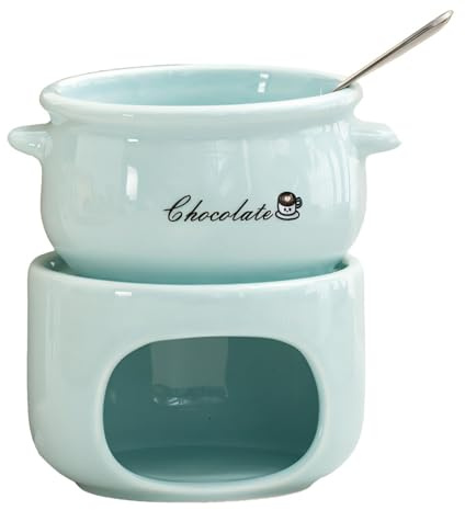 Folpus Caquelon à chocolat en céramique, service à fondue, tasse à fondue, récipients en céramique pour chocolat, Bleu