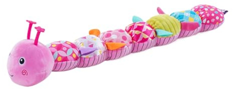 Juguete sensorial calmante, ayuda a la dentición en forma de chenilla, anillo de dentición suave de 12 pulgadas con parte texturizada, juguete de peluche de algodón con chillido suave, juguetes de
