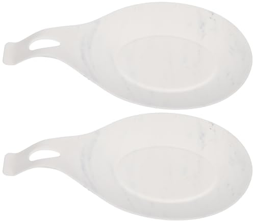 ARTIBETTER 2 Alfombrillas Portacucharas de Silicona Resistentes al Calor Diseño Mármol, Soporte para Cucharón de Sopa y Utensilios de Cocina, Antideslizantes para Hogar y Comedor, 2 Piezas