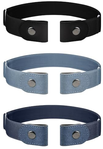 TRKETK 3 Pièces Ceinture élastique Sans Boucle Ajustable Invisible pour Pantalon en Jean Sans Boucle Confortable Accessoires pour Ceintures Homme et Femme Pour Jeans Pantalon Robe Jean