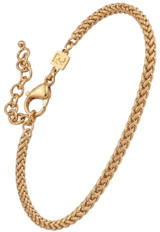 Galis Gold Rope Chain Bracelets for Women and Men - Unisex Premium Stainless Steel Bracelet for Men and Women, Gold Plated Non Tarnish Bracelet, One Wrap Wheat Chain Style with Lobster Claw Clasp 7