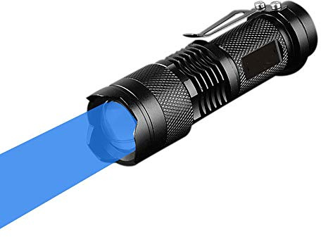 WESLITE - Torcia blu, 3 modalità, zoomabile con clip, a lungo raggio, per pesca e caccia (batteria non inclusa)