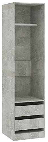 vidaXL Armario con Cajones Contrachapada Casa Hogar Bricolaje Decoración Diseño Estilo Mobiliario Mueble Ropero Guardarropa 50x50x200cm Gris Hormigón