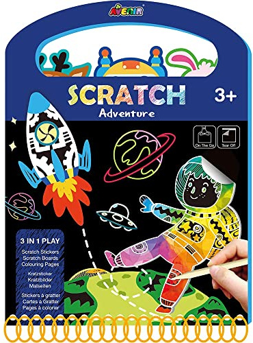 Avenir 6301603 Kratzbilder 3-in-1 Malblock, Bastelset, Scratch Book Adventure