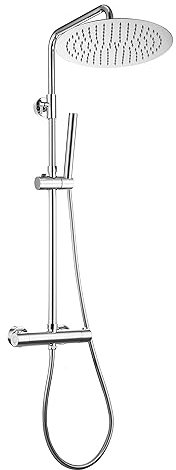 JOHO Thermostat Duschsystem Regendusche Duschset mit Duscharmatur Mischbatterie und XXL Kopfbrause D30cm rund chrom
