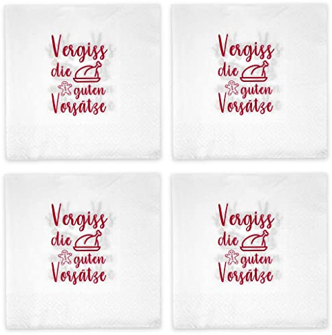 Papierservietten Servietten-Set 3-lagig Größe 33 x 33 cm (4 Pckg. Vergiss die guten Vorsätze)