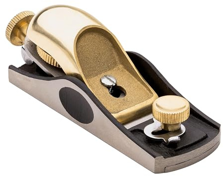 Low Angle Block Plane - Wood Planer Hand Tool with 1/8” Blade, Cast Iron Body, and Brass Knobs and Cap - Hand Planer for Woodworking with Adjustable Mouth for Thin Shavings by Kings County Tools