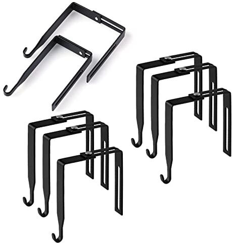 8 Pezzi Gancio Sopraporta Regolabili, Ganci per Armadietti in Metallo da Appendere Set di Appendini per Divisori Universali, Adatta Pannelli con Spessore da 3,5cm a 8,9cm (Nero)