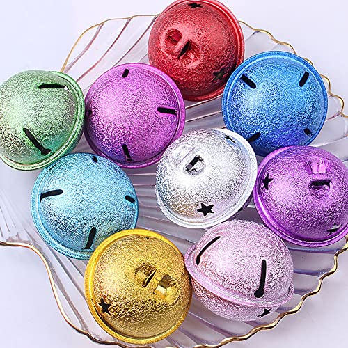 Lot 50 clochettes 4 cm pour bricolage,clochettes,clochettes Noël,cloches Noël,cloches en métal,idéales pour l'artisanat,les bijoux,les festivals,la décoration d'animaux compagnie,couleur mélangée A