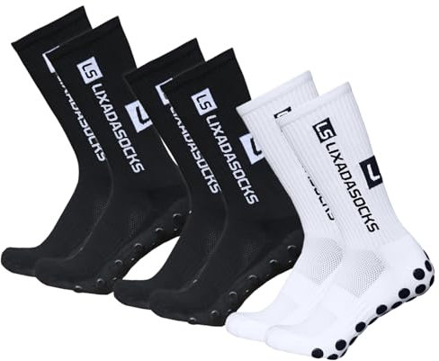 Lixada Fussball Socken Herren Kinder Stutzen Stutzenstrumpf,3 Paar Unisex Outdoor-Sport-Laufsocken Kompressionsstretch, Sportliche Fußball Basketball Socken Anti-Rutsch, mit Griffen(39-46)