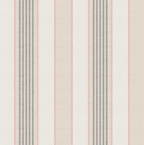 RollsRolla Modern Pink and Beige Stripe Peel and Stick Wallpaper for Teen Girls Room, Self Adhesive Wallpaper for Accent Wall, Whimsical and Cute Wallpapr for Bedroom and Living Room.