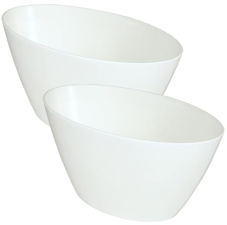 MePla – 2 stycken orkidéfartyg – väderbeständig planteringskärl – UV-resistent blomkruka – växtskål – L 25 cm – vit