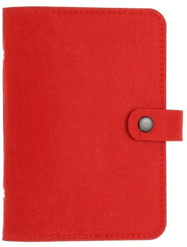 PATIKIL A5 Carpeta De Fieltro, Cubierta Suave De 6 Anillos Recargable Con Bolsillo Para Papel De Relleno, Accesorios Para Diario De Presupuesto, Rojo