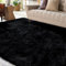 XSIVOD Flauschig Hochflor Teppich Schwarz, Waschbarer Teppich 120x160 Wohnzimmer Anti Rutsch Extra Große Teppiche Schlafzimmer Weich Moderne Teppiche Matte Teppichen für Kinderzimmer