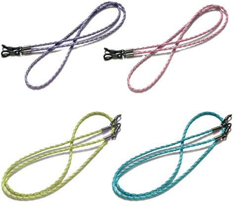 4Pcs Leather Glasses Straps for Women,Spectacles Cord,Sunglasses Strap,Braided Glasses Cord,Eyewear Retainer Lanyard Chain Around Neck,Multicolor Eyeglasses String Holder for Men Women