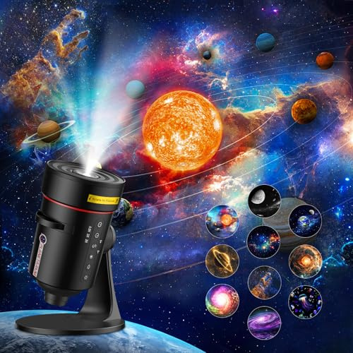 Projecteur Ciel Etoile,4K HD Réaliste Planetarium Projecteur avec 10 Disques de Film et 8 Couleurs de Veilleuse,Rotatif 360° Ciel Etoile Plafond avec Minuteur pour Décoration Chambre