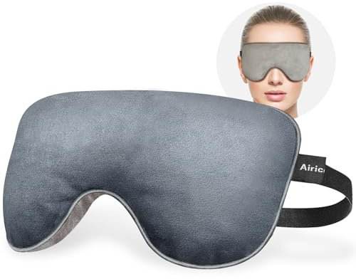 AiricePac Lavender Heat Eye Mask, Microwavable Moist Heating Pad for Dry Eyes, Blepharitis & Stye, Blue, Soft & Durable, Adjustable Strap