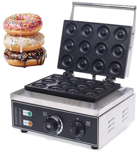Máquina Eléctrica Para Hacer Donuts Con 12 Cavidades, Placas Antiadherentes Y Calentamiento Por Ambos Lados, Máquina Comercial Para Hacer Gofres Para Cocinas Domésticas, Cafeterías Y Panaderías