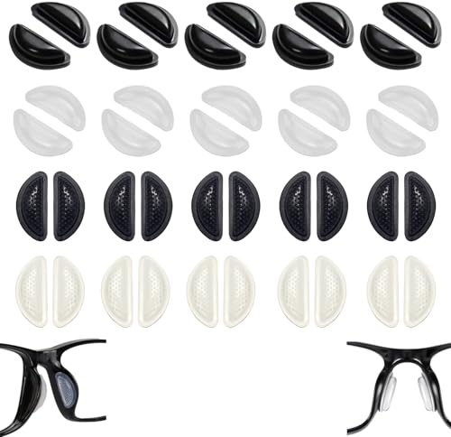 20Paires Plaquettes Lunettes Autocollantes,Forme de D Plaquettes de nez,Coussinets Nasaux en Silicone pour Lunettes,Accessoires pour Lunette,Pour Lunette de Soleil,Lunett-es de Vue