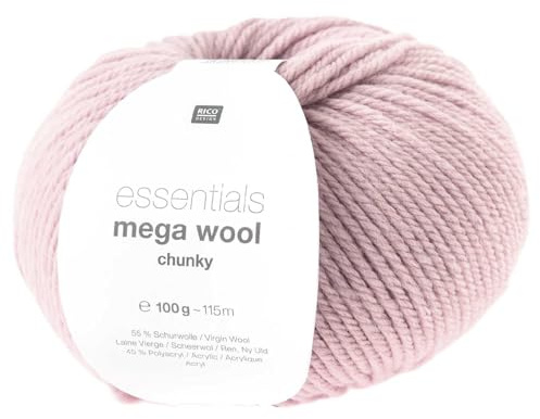 Essentials Mega Wool Chunky Strickgarn, 55% Schurwolle und 45% Polyacryl, 100 g (Rosa)