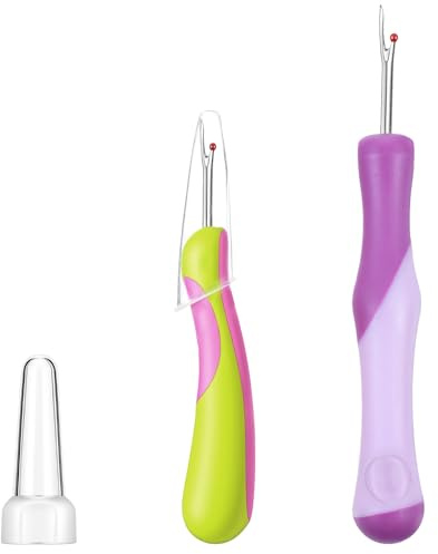 2 Pcs Seam Rippers for Sewing and Thread, Sewing Seam Thread Removers with Ergonomic Grip Stitch Remover Tool for Cross-Stitch, Embroidery, Needlework