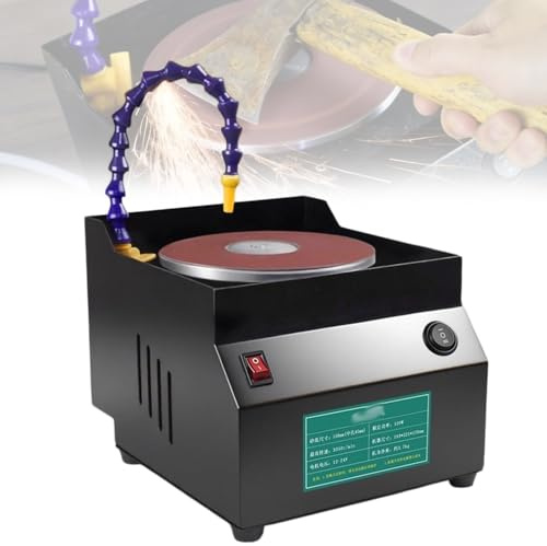 Axazcs Lijadora De Banco Húmedo, Herramienta Afiladora De Cuchillos Eléctrica De 350 W con 10 Piezas De Papel De Lija, Uso De Amoladora Húmeda Y Seca, 7 Velocidades Máx. 3350 R/min