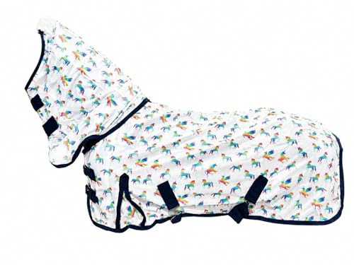 Horse Masters Unicorn Fly Rug Combo – Dinky Sizes Fly Sheet for Horses & Ponies | Lightweight Breathable Summer Fly Protection Rug with Neck Cover