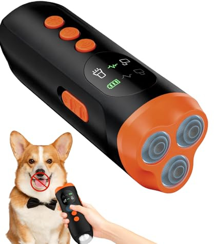 Karrong hundskrämma ultraljud, anti-bell-enhet för hundar utan halsband, smärtfri ultraljudstränare, uppladdningsbar upp till 5 m räckvidd, handhållen enhet för inomhus- och utomhusbruk med ficklampa