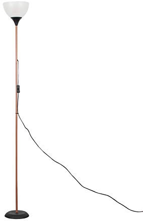 MiniSun | Modern Copper and Black Uplighter Floor Lamp with a White Shade | Floor Lamps & Torchieres, Home Décor & Improvement Essential | Includes 6W LED Bulb [3000K Warm White]