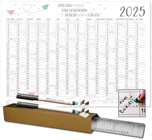 Posterkalender DIN B2 2026 Papierflieger Plakatwandplaner Jahresplaner für´s Büro Planer mit Folienstift abwischbar 70 x 50 cm