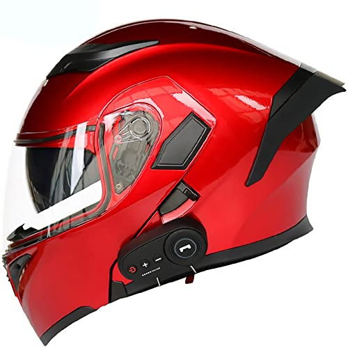Letetexi Bluetooth Integrated Modular Flip up Front Motorcycle Helmet Motorbike Crash Modular Helmet With Anti-Fog Dual Visors DOT/ECE Approved Noise Reducation for Men Women 54~63CM