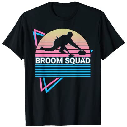 Curling Stone Curling Player Retro Besen Squad T-Shirt