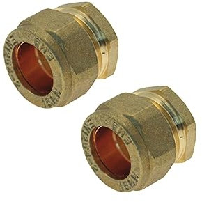 2 x 15mm Stop End Brass Compression Fittings WRAS Approved