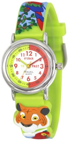Ravel - Orologio per insegnanti del tempo per bambini - Analogico al quarzo - R1513.97 - Fauna Selvatica Verde