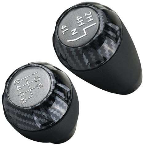 APPERFiT Shift Shifter Knob Set (Carbon Fiber) for Manual Transmission & 4x4 Transfer Case Compatible with Jeep Wrangler JK 2011 2012 2013 2014 2015 2016 2017 2018