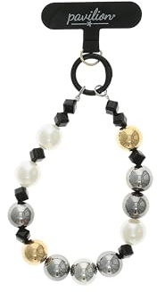 Pavilion Gift Company Gold Beaded Phone Wristlet - 11” Hands-Free Strap for iPhone & Android - Luxe Gold & Bronze Beads, Metal Hardware & Nylon Insert - Elegant Phone Accessory for Women