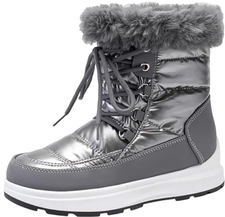Stivali da Donna da Neve Scarponcini Neve con Calda Imbottiti Scarpe da Trekking Boots Donna Doposci Impermeabili Comode Scarponi Antiscivolo all'Aperto Morbidi Stivaletti Snow Inverno Resistente