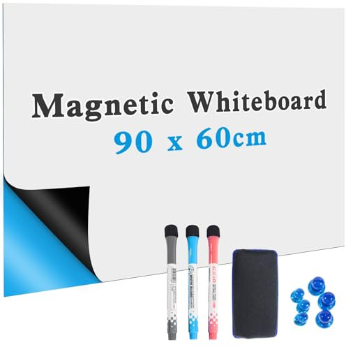 Magnetisch Whiteboard Folie - 90×60cm Abwischbare Magnettafel Selbstklebend, Umweltfreundliches PET-Material, mit Neuer Schmutzabweisender Technologie, für Schule, Büro und Zuhause