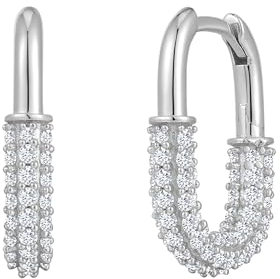 Glanzstücke München Damen Creolen aus 925/- Sterling Silber rhodiniert mit Zirkonia weiß