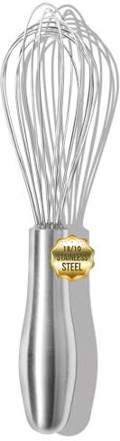 OYV 8 Whisk, Ergonomic Handle, Dishwasher Safe 18/10 Stainless Steel Whisk, Professional Kitchen Metal Wisk, Perfect for Whisking, Blending, Beating, and Baking